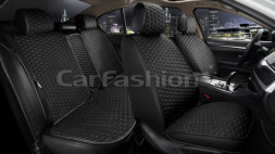 Комплект Накидок «SOTA» Черный/Черный/Серый (велюр/экокожа)