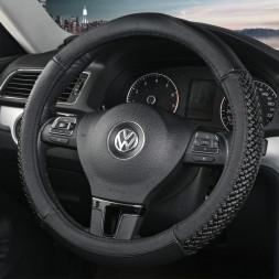 Оплетка на руль   Carlife  "Rondo" М,  Чёрный/Чёрный