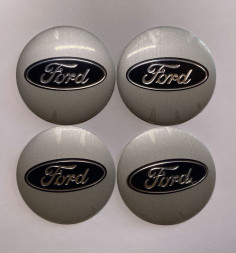 Этикетки на диски (метал)  диам. 56,5мм.  "FORD" серебро  (4 шт.)