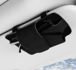 Держатель очков алькантара на козырек  (18x10см) черный