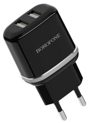 Зарядные устройства 220V  Borofone  2USB 2.4A Черный