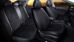 Комплект Накидок  «MONACO PLUS»  Чёрный/Чёрный/Синий  (велюр премиум класса/экокожа)