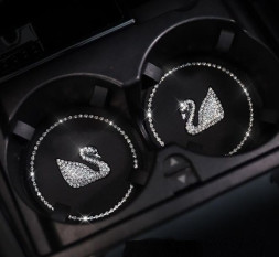 Коврик в подстаканик SWAROVSKI черный (кристалы) 7.5см  2шт.