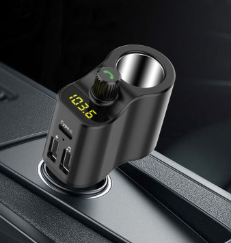 FM - Модулятор Carlife (2USB + USB Type C) + гнездо прикуривателя