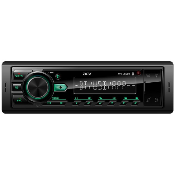 Автомагн.  ACV-401UBG  (зеленый)  USB, SD, AUX, USB Type-C ресивер Bluetooth