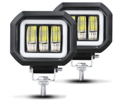 Фара Off Road SOLAR ближний свет 3 COB, 40W, ЛИНЗА 5D + ангельский глаз (75х95мм) 12V