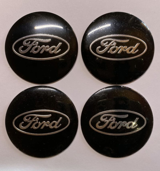 Этикетки на диски (метал)  диам. 56,5мм.  &quot;FORD&quot; черный  (4 шт.)