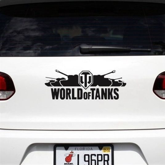 Наклейка &quot;WORLD OF TANKS&quot;  20x8см.  Черный