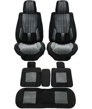 Комплект Накидок  «Comfort» Чёрный/Серый (велюр/подушка под поясницу/боковая поддержка)