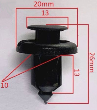 Клипсы  В=26 / Ш=20 мм.  (цена за упак. 10шт.)