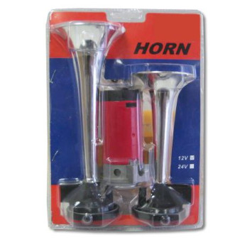 Сигнал возд  HORN  2 дудки хром 12V/170mm,220mm