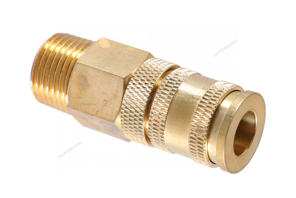 Разъем быстросъемный NORDBERG NPF24B с фиксатором (&quot;мама&quot; - резьба M1/2&quot;, латунь)