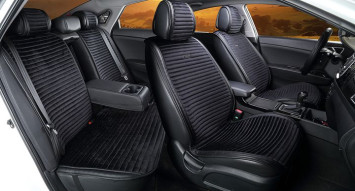 Комплект Накидок «MONACO PLUS» Чёрный/Чёрный/Чёрный (велюр премиум класса/экокожа)