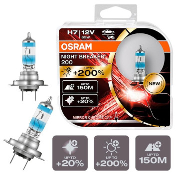 Лампа OSRAM 12V     H7   55W  NB200, 3700K, PX26d  (2шт.) (+200%)