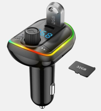 FM - Модулятор Carlife с громкой связью по Bluetooth (USB + USB Type C)