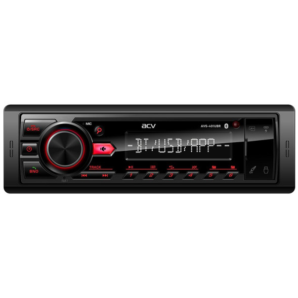 Автомагн.  ACV-401UBR  (красный)  USB, SD, AUX, USB Type-C ресивер Bluetooth