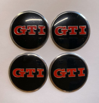 Этикетки на диски (метал)  диам. 56,5мм.  &quot;GTI&quot; черный  (4 шт.)