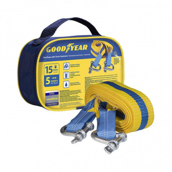 Трос буксировочный  &quot;GOODYEAR&quot; с шаклами 15т лента 80мм х 5м, сумка