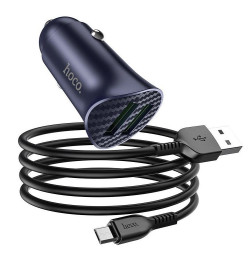 АЗУ  HOCO  2USB (QC3.0/ 36w) Черный + кабель micro USB 1м
