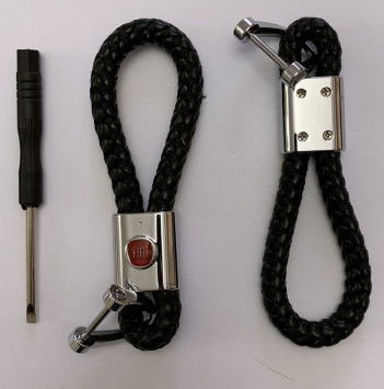 Брелок кожа плетенная  FIAT  Черный