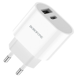 Зарядные устройства 220V  Borofone  5V/2,4A 1 USB, Type-C Белый