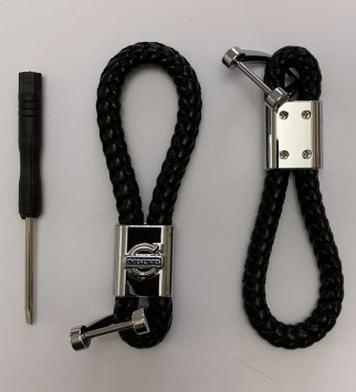 Брелок кожа плетенная  VOLVO  Черный