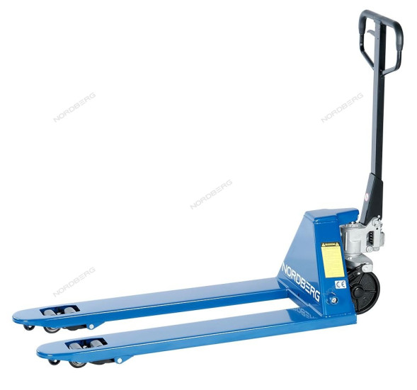 Усиленная тележка складская (рохла) гидравлическая NORDBERG N3901-25 с полиуретановыми колесами