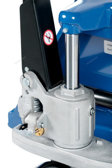 Усиленная тележка складская (рохла) гидравлическая NORDBERG N3901-25 с полиуретановыми колесами