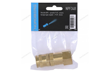 Разъем быстросъемный NORDBERG NPF34B с фиксатором (&quot;мама&quot; - резьба F1/2&quot;, латунь)