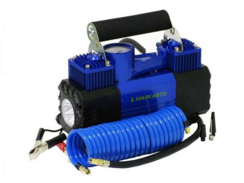 Компрессор АС 615 МА двухпоршневой, усиленный с LED фонарем в КЕЙСЕ