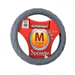 Оплетка на руль  Autoprofi  9010 GY M  серые /стеганая ,поролон 1см / кож.зам