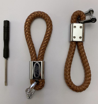 Брелок кожа плетенная  GEELY  Коричневый