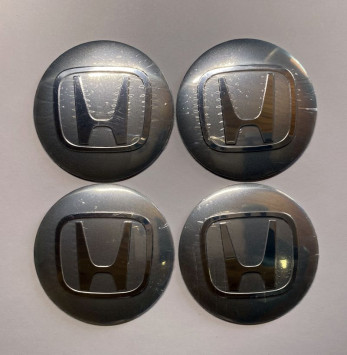Этикетки на диски (метал)  диам. 56,5мм.  &quot;HONDA&quot; серебро  (4 шт.)