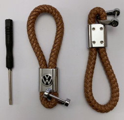 Брелок кожа плетенная  VW  Коричневый