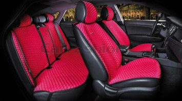 Комплект Накидок «PALERMO PLUS» Красный/Красный (капрон/экокожа)