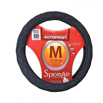 Оплетка на руль  Autoprofi  9020 BK L  черный /стеганая ,поролон 1см / алькантара
