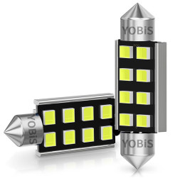 SOLAR  Свет-од  12V  T11x36  8 SMD  C5W  SV8.5  белый (с обманкой)