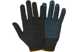 Перчатки х/б  с ПВХ 10 класс 4-нитка чёрные  2шт.