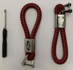 Брелок кожа плетенная  GEELY  Красный