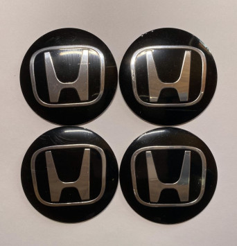 Этикетки на диски (метал)  диам. 56,5мм.  &quot;HONDA&quot; черный  (4 шт.)