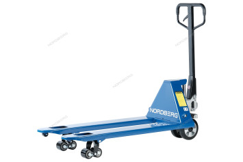 Усиленная тележка складская (рохла) гидравлическая NORDBERG N3901-25R с резиновыми колесами