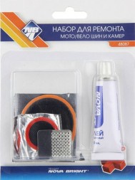 Набор резиновых заплаток для ремонта шин "Nova Bright" (2шт х 50мм, 2шт х 25мм, клей и рашпиль)