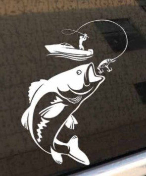 Наклейка &quot;Рыбак &quot;   (17х12см)  Белый