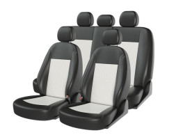 Чехлы  «ATOM LEATHER», черный/белый/белый  (Экокожа)