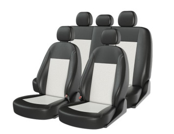 Чехлы  «ATOM LEATHER», черный/белый/белый  (Экокожа)