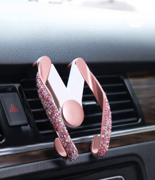 Держатель телефона  &quot;Carlife&quot; на дефлектор  (52-105 мм) стразы, Розовый