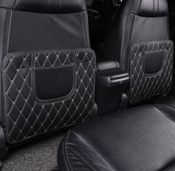 Кикмат Carlife для защиты спинки передн. сиденья, экокожа РОМБ (45х36см) малый ,черный 1шт.