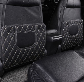 Кикмат Carlife для защиты спинки передн. сиденья, экокожа РОМБ (45х36см) малый ,черный 1шт.