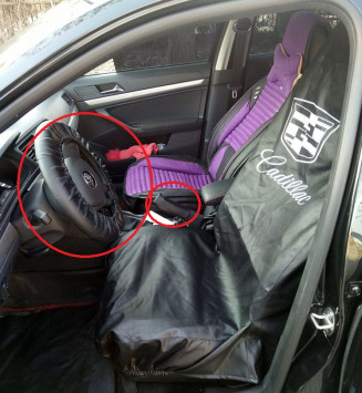 Накидка на сиденье многоразовая ( в комплекте чехол на руль и ручку кпп) кож.зам