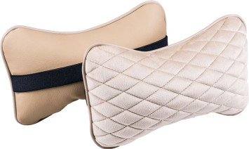 Подголовник-подушка &quot;CITY&quot;  бежевый/бежевый  (экокожа-велюр, ромб)  (компл.2шт)